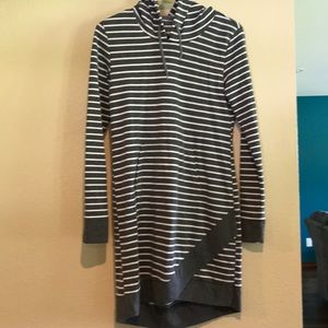 White and grey hooded dress